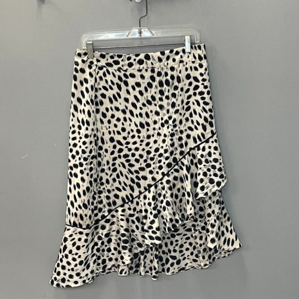 Lucy Paris Ruffled Leopard Print Midi Skirt